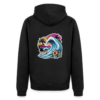 Surfing Beach Palm Tree Sunshine Holidays - Unisex Premium Organic Zip Hoodie - black - Back - Nico (187cm)