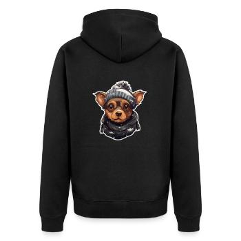 Chien avec chapeau et écharpe - Veste à capuche bio Premium Unisexe - noir - Dos - Nico (187cm)
