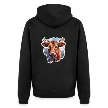 Weihnachtskuh - Unisex Premium Bio Zip Hoodie - Schwarz - Hinten - Nico (187cm)