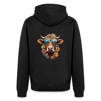 Bauern Design Landwirt Bauernhof Kuh - Unisex Premium Bio Zip Hoodie - Schwarz - Hinten - Nico (187cm)