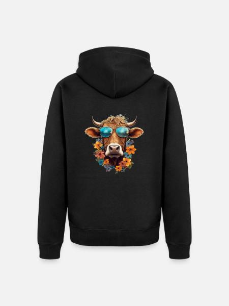 Farmer Design Farmer Farm Cow - Unisex Premium Organic Zip Hoodie - black