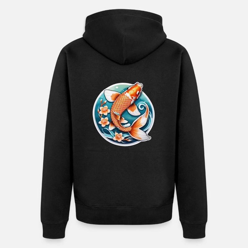 carpe koi - poisson japon - Veste à capuche bio Premium Unisexe - noir