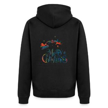 Weihnachten Weihnachtsmann Weihnachtsmann ungezogene Feiertage Winter - Unisex Premium Bio Zip Hoodie - Schwarz - Hinten - Nico (187cm)