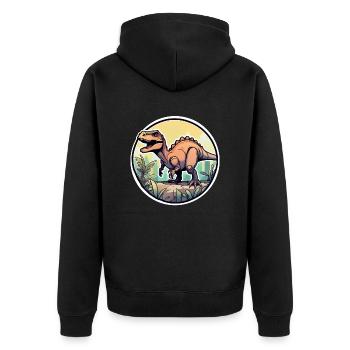 Karikatur-Dinosaurier - Unisex Premium Bio Zip Hoodie - Schwarz - Hinten - Nico (187cm)