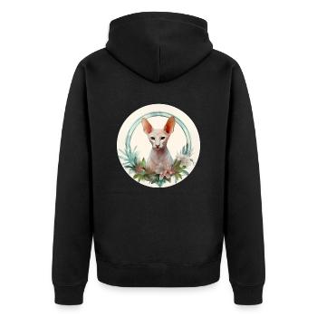 Oriental Shorthair Cat Boho Style, Love Cats - Unisex Premium Organic Zip Hoodie - black - Back - Nico (187cm)