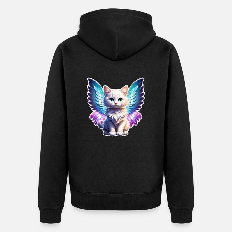 chat avec des ailes - Veste à capuche bio Premium Unisexe - noir