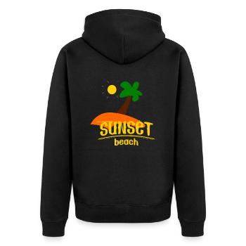 sunset beachlustige Zeichnung - Unisex Premium Bio Zip Hoodie - Schwarz - Hinten - Nico (187cm)