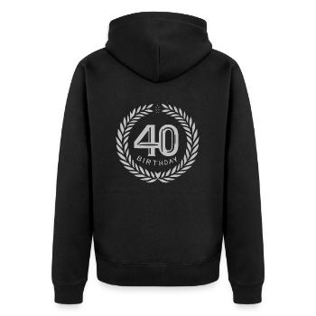 Vierzig 40 - Unisex Premium Bio Zip Hoodie - Schwarz - Hinten - Nico (187cm)