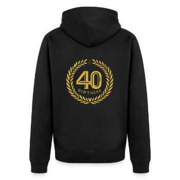 Vierzig 40 Geburtstag - Unisex Premium Bio Zip Hoodie - Schwarz - Hinten - Nico (187cm)