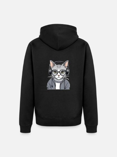 chat musique - Veste à capuche bio Premium Unisexe - noir