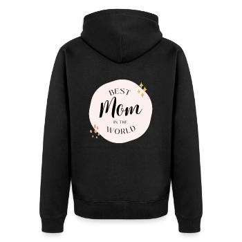 Best mom in the world - Unisex Premium Bio Zip Hoodie - Schwarz - Hinten - Nico (187cm)