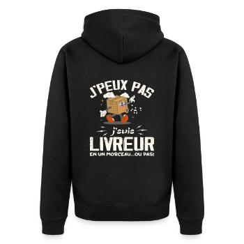 J'peux Pas Je Suis Livreur - Veste à capuche bio Premium Unisexe - noir - Dos - Nico (187cm)