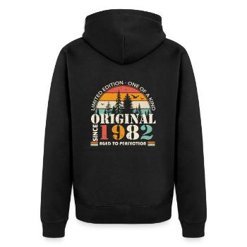 1982: Vintage Legend for the 42nd Anniversary - Unisex Premium Organic Zip Hoodie - black - Back - Nico (187cm)