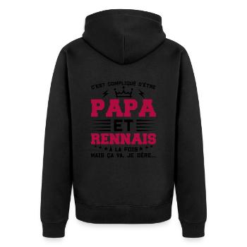 Papa et RENNAIS Idée Cadeau Citation - Veste à capuche bio Premium Unisexe - noir - Dos - Nico (187cm)