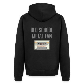 Oldschoolmetalfan - Unisex Premium Bio Zip Hoodie - Schwarz - Hinten - Nico (187cm)