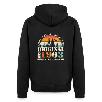1963: Vintage Legend for the 61st Birthday - Unisex Premium Organic Zip Hoodie - black - Back - Nico (187cm)
