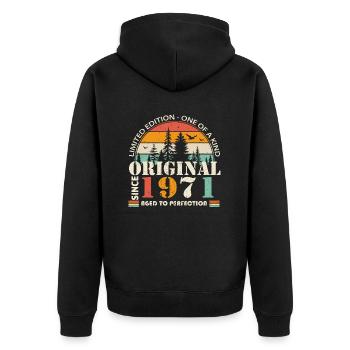 1971: Vintage Legend for the 53rd Anniversary - Unisex Premium Organic Zip Hoodie - black - Back - Nico (187cm)