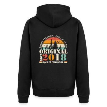 2018: Vintage Legend for the 6th Anniversary - Unisex Premium Organic Zip Hoodie - black - Back - Nico (187cm)