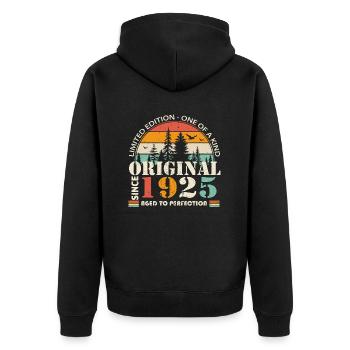 1925: Vintage-Legende zum 99-jährigen Jubiläum - Unisex Premium Bio Zip Hoodie - Schwarz - Hinten - Nico (187cm)