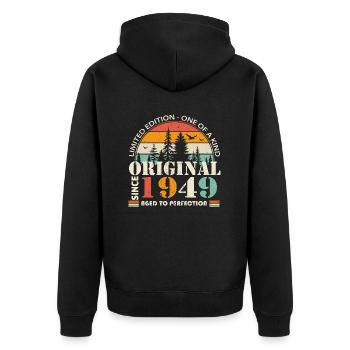 1949: Vintage Legend for the 75th Anniversary - Unisex Premium Organic Zip Hoodie - black - Back - Nico (187cm)