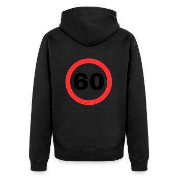 60 - Unisex Premium Bio Zip Hoodie - Schwarz - Hinten - Nico (187cm)