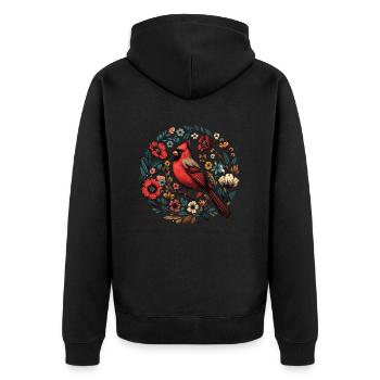 Cardinal rouge du Nord - Veste à capuche bio Premium Unisexe - noir - Dos - Nico (187cm)