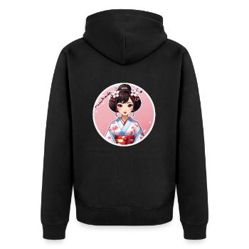 japonaise en kimono - japon - Veste à capuche bio Premium Unisexe - noir - Dos - Nico (187cm)