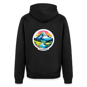Berg Natur Wandern Klettersee - Unisex Premium Bio Zip Hoodie - Schwarz - Hinten - Nico (187cm)