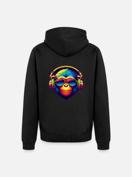 DJ Groove Monkey - Unisex Premium Organic Zip Hoodie - black