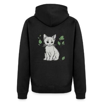 Chat, Chaton, Chats, Enfants - Veste à capuche bio Premium Unisexe - noir - Dos - Nico (187cm)