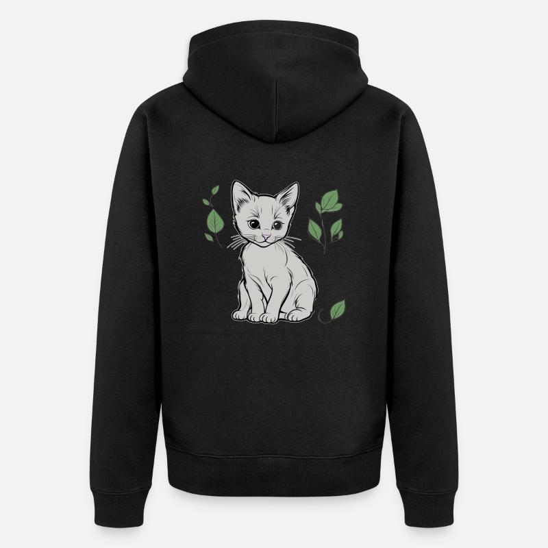 Chat, Chaton, Chats, Enfants - Veste à capuche bio Premium Unisexe - noir