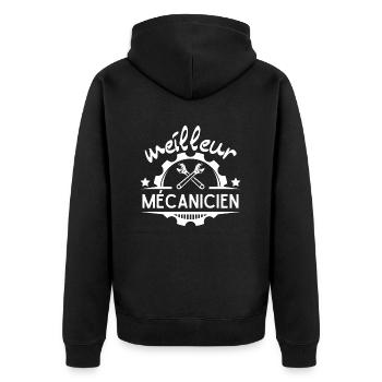 BESTER MECHANIKER - Unisex Premium Bio Zip Hoodie - Schwarz - Hinten - Nico (187cm)