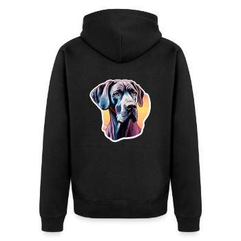 Dogue Allemand coloré - Veste à capuche bio Premium Unisexe - noir - Dos - Nico (187cm)
