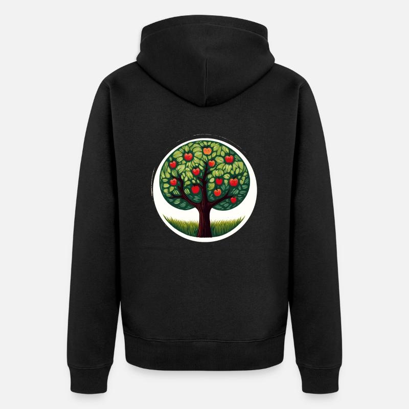 Apfelbaum - Unisex Premium Bio Zip Hoodie - Schwarz
