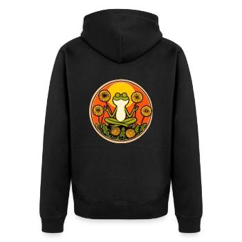 Zen-Frosch - Unisex Premium Bio Zip Hoodie - Schwarz - Hinten - Nico (187cm)