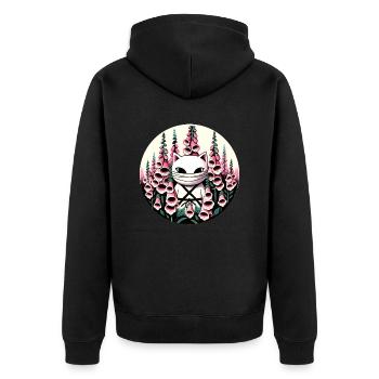 Ninja Cat - Unisex Premium Organic Zip Hoodie - black - Back - Nico (187cm)