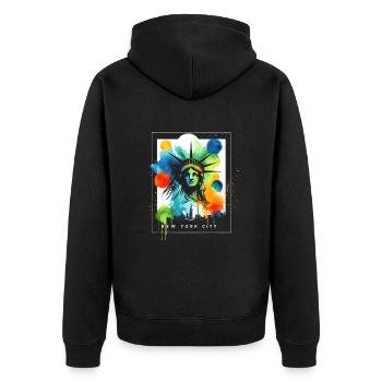 Vibrant NYC Liberty - Unisex Premium Organic Zip Hoodie - black - Back - Nico (187cm)