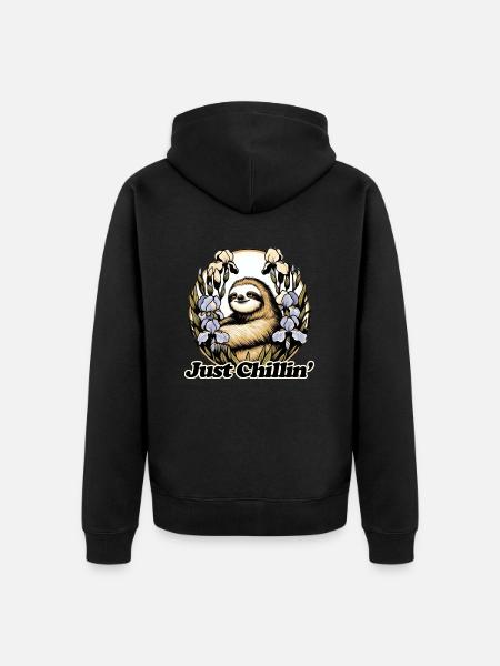 Just Chillin Sloth - Unisex Premium Organic Zip Hoodie - black
