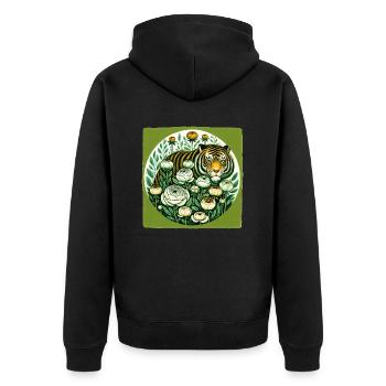Retro-Tiger - Unisex Premium Bio Zip Hoodie - Schwarz - Hinten - Nico (187cm)