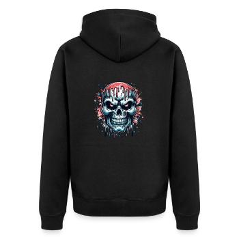 Blut Totenkopf - Unisex Premium Bio Zip Hoodie - Schwarz - Hinten - Nico (187cm)