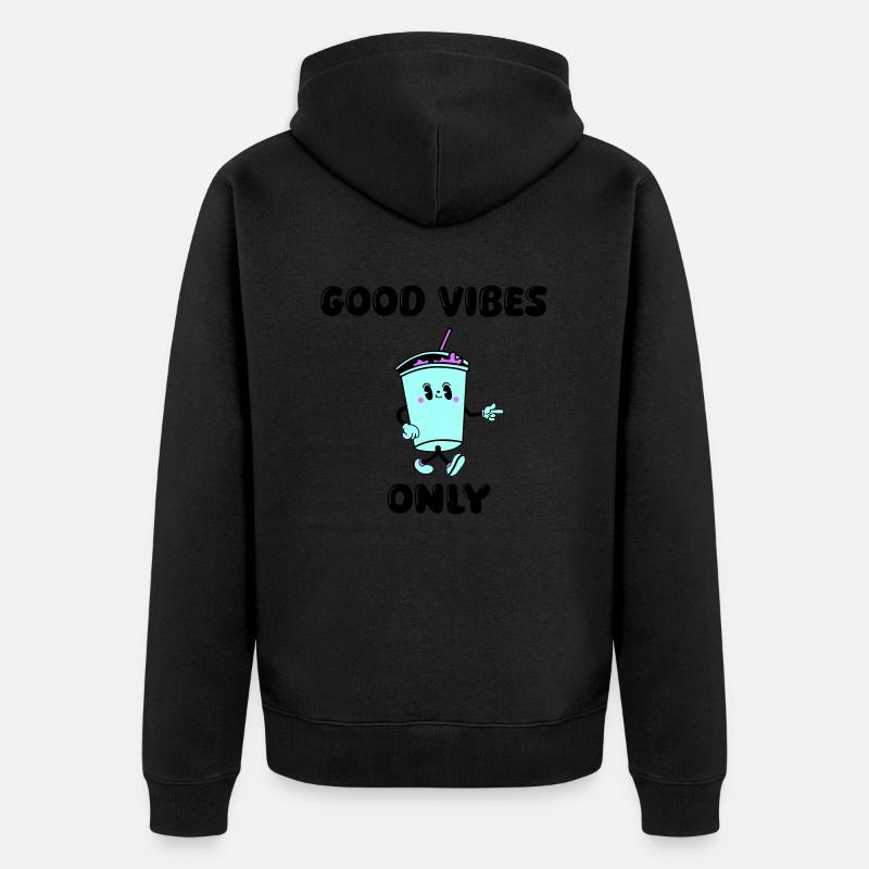 drink cartoon vibes - Unisex Premium Bio Zip Hoodie - Schwarz