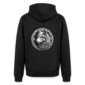 Wolf Vikings Celts Fenriswolf Fenris - Unisex Premium Organic Zip Hoodie - black - Back - Nico (187cm)