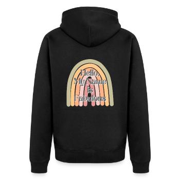 Mein Name ist fabelhaft - Unisex Premium Bio Zip Hoodie - Schwarz - Hinten - Nico (187cm)