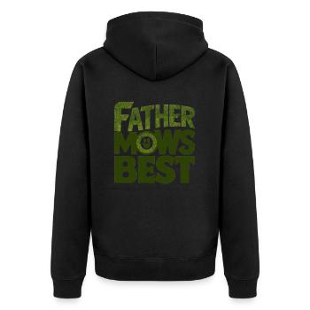 Father Mows Best - Unisex Premium Bio Zip Hoodie - Schwarz - Hinten - Nico (187cm)