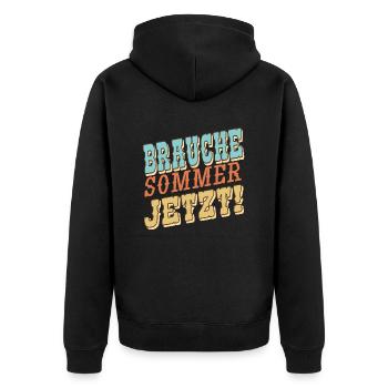 Brauche Sommer Jetzt - Unisex Premium Bio Zip Hoodie - Schwarz - Hinten - Nico (187cm)