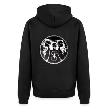 Göttinnen-Trio - Unisex Premium Bio Zip Hoodie - Schwarz - Hinten - Nico (187cm)
