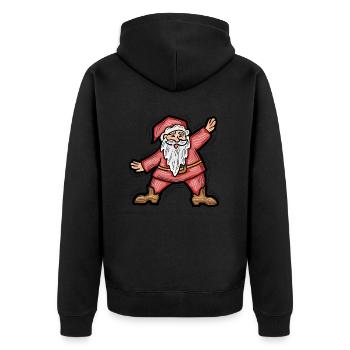 Weihnachtsmann - Unisex Premium Bio Zip Hoodie - Schwarz - Hinten - Nico (187cm)