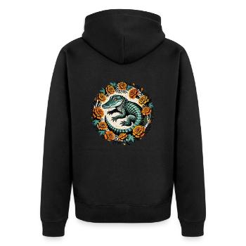 Alligator - Unisex Premium Bio Zip Hoodie - Schwarz - Hinten - Nico (187cm)