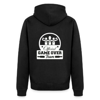 Official Game Over Team - Unisex Premium Organic Zip Hoodie - black - Back - Nico (187cm)