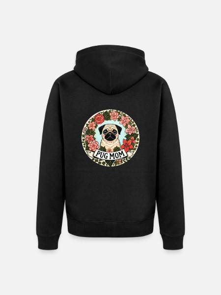 Mops-Mama - Unisex Premium Bio Zip Hoodie - Schwarz